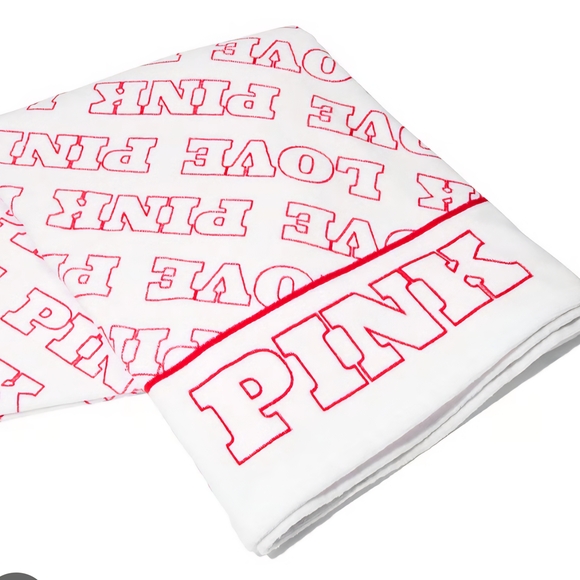 Victoria's Secret Accessories - Victoria's Secret Pink White Terry Logo Towel Tag NWT 71 X 39.4 In Beach